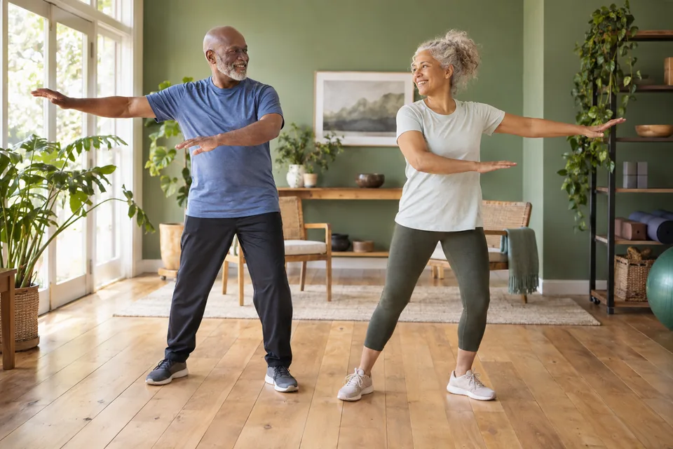Older couple doing mobility