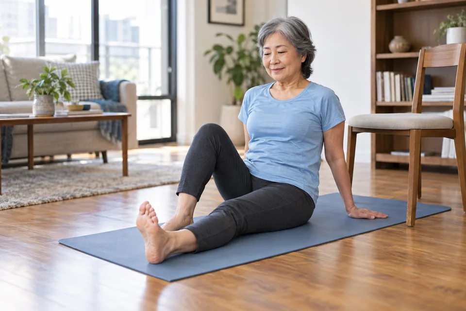 Older woman doing seated mobility